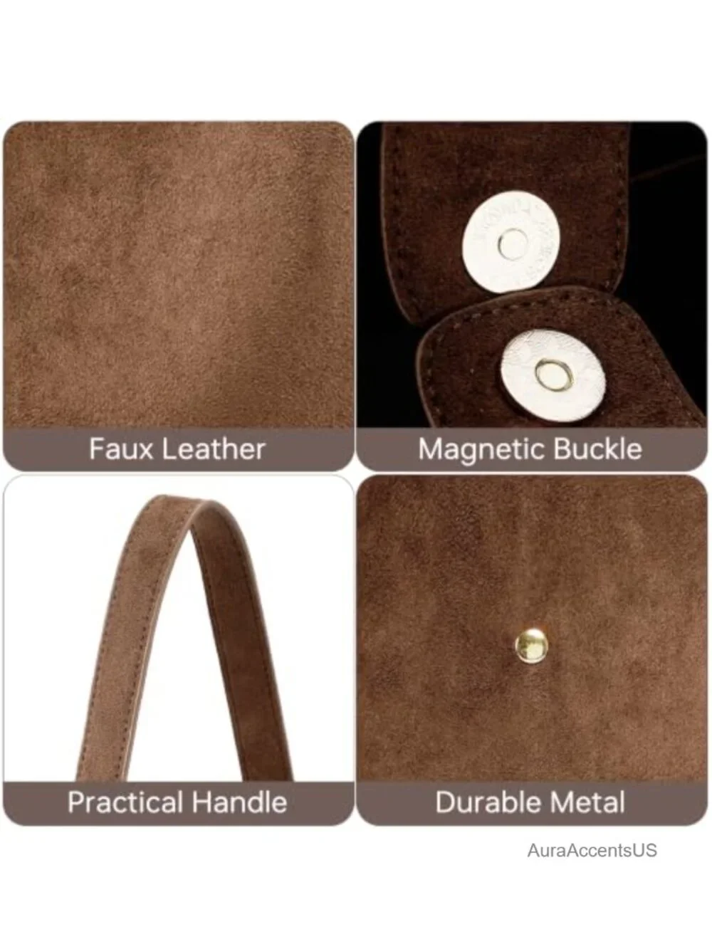 Slouchy Hobo Bag Women Faux Leather Suede Shoulder Tote Travel Handbag